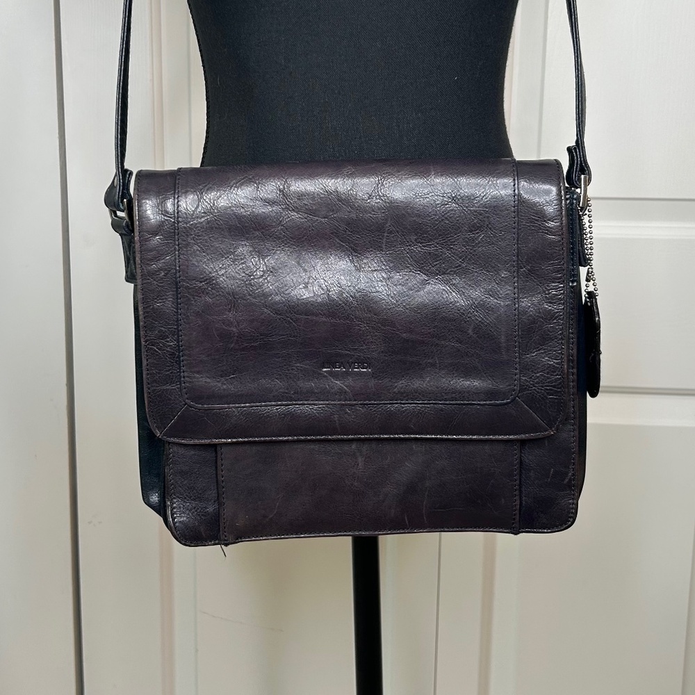 Linea Verdi Black Genuine Leather Purse (Crossbody or Shoulder)